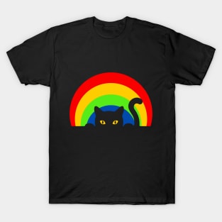 Rainbow Cat Red Yellow Green Blue Funny Happy Witty Joke Sarcastic Spiritual Animal Birthday Gift T-Shirt